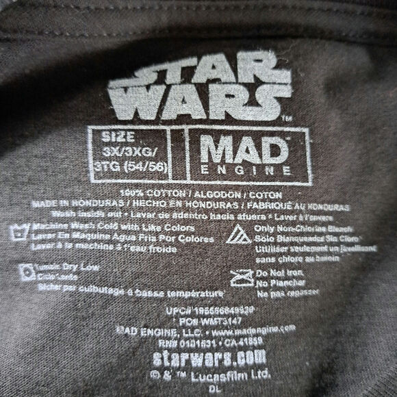 Star Wars NWT Men's 3X Cartoon Darth Vader Luke Skywalker Princess Lei Black Tee - Picture 6 of 6